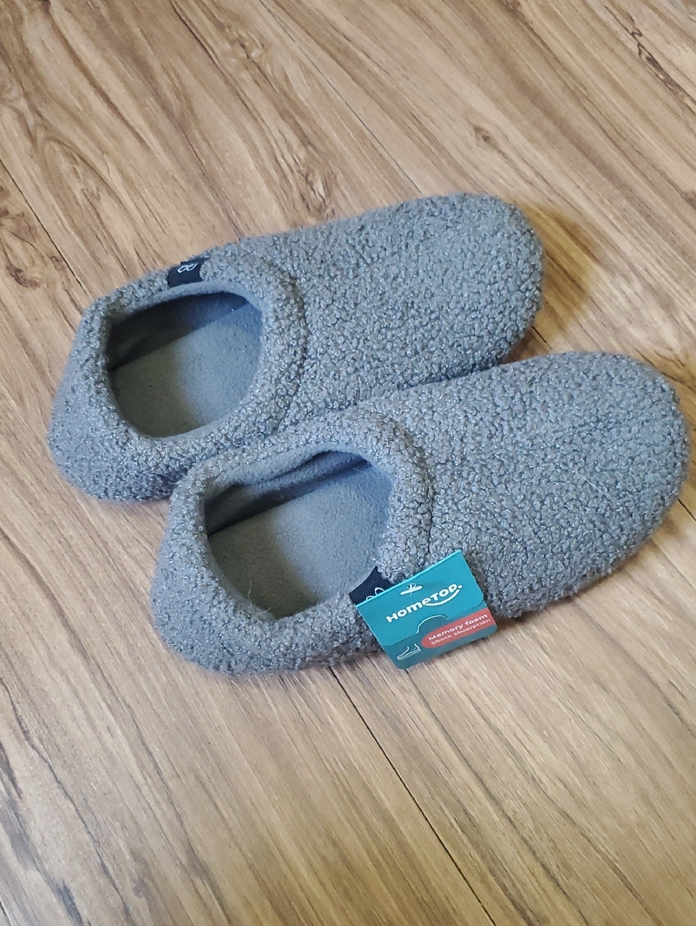 Hometop Plush Fleece Gray Slip-On House Slippers